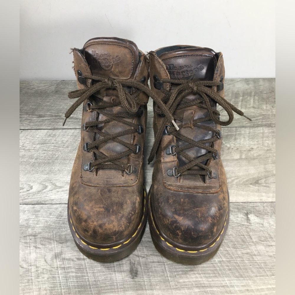 Vtg Dr. Doc Martens Industrial England Womens Leather Steel Toe Boots UK 5 US 7 - Picture 4 of 13